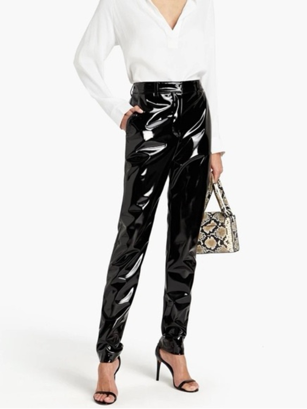 Victoria Beckham Black Patent Skinny Pants